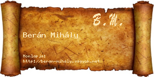 Berán Mihály névjegykártya